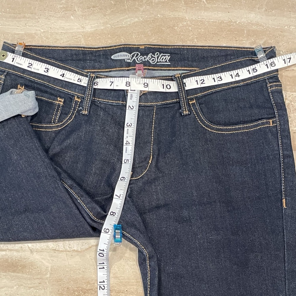 Old Navy Rock Star Womens Jean Denim Bermuda Shorts Dark Wash Stretch Cotton 12 - Picture 5 of 6
